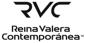 Logo for Contemporary Reina Valera Bible version. It is a stylized RVC"with Reina Valera Contemporánea below.